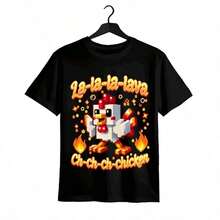 Tops para mujerUna linda Chaqueta de manga corta con estampado de pollito estilo pixelado, suave y cómoda, perfecta para uso casual diario en verano. - Negro - Ver 2