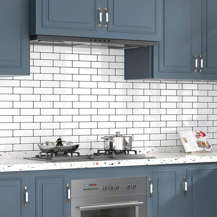 1 cuộn giấy dán tường vân gạch tự dính, họa tiết gạch, chống nước, chống ẩm, chống dầu, chịu nhiệt, trang trí nhà cửa, dán tường bóc dán dễ dàng, dễ vệ sinh, dễ cắt, phù hợp cho phòng khách, bếp, phòng ngủ, ký túc xá, văn phòng cải tạo, giấy dán 40CM*100CM/300CM/500CM - Trắng - Xem 6
