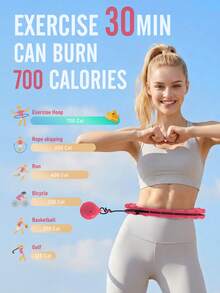 JKSHMYT 47-Inch Plus Size Weighted Fitness Hoop, 24 Detachable Chain Links, Suitable For Women And Beginners - Pink - View 7