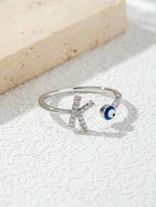 Elegant & Delicate Silver Letter A-Z Rings, Luxury Gift For Girlfriend, Party, Adjustable - Silver - View 3