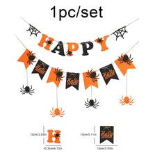 Boo Halloween Banner Pumpkin Ghost Spider Web Bat Bell Garland Party Decoration Hanging Bunting - Multicolor - View 5