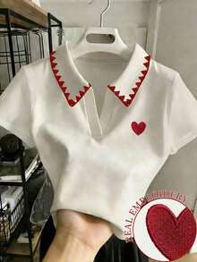 Camiseta de mujer casual y versátil con cuello polo y mangas cortas en bloques de color, regalo para ella / regalo de vacaciones - Multicolor 4 - Ver 7
