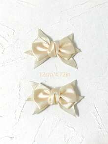 1 Pair Detachable Shoe Clips, Double Layered Bow Design, Black - Champagne - View 5