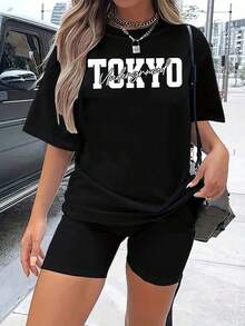1 Piece 180g Women's T-Shirt, Men's T-Shirt, Casual Cotton Crew Neck T-Shirt. Women's Sports T-Shirt. Designed By Y2K Generation Artists In The Bababask Style, Made From 100% Pure Cotton. Creative Cartoon Pattern Design, Comfortable Short Sleeves - 黑色 - 查看 6