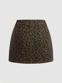 Minifalda vaquera casual de algodón rojo para mujer - Multicolor - Ver 2
