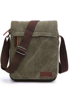 1pc Vintage Canvas Messenger Bag, Expandable Shoulder Crossbody Bag With Adjustable Strap, Multiple Colors Available - Multicolor - View 14