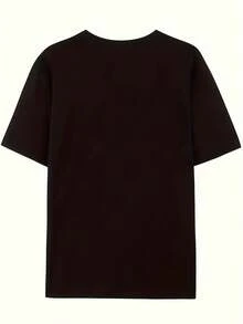 Elegante Camiseta Diaria para Mujer con Estampado "Ningún Pastor Es Mejor Que Yo" - Negra con letras amarillas y blancas, de manga corta y cuello redondo, lavable a máquina, corte regular, adecuada para todas las estaciones, ideal para actividades religiosas y uso diario, ropa con temática de fe, una excelente opción para regalos navideños, camiseta de moda chic. - Negro - Ver 2
