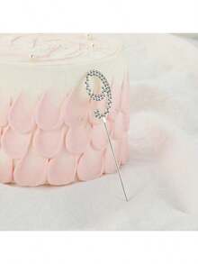 1pc/10pcs Silver Rhinestone Number 0-9 Cake Topper, Suitable For Birthday Wedding Party Cake Decorations - Silver - View 5