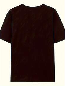 Camiseta deportiva casual para mujer, estampado de rostro abstracto, camiseta de manga corta de ajuste cómodo, top casual elegante y transpirable. - Negro - Ver 3