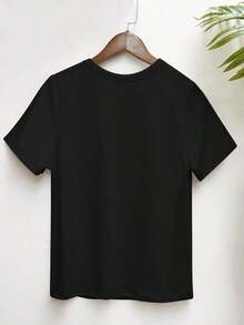 LUNE Camiseta de manga corta casual, cómoda y versátil para mujer con estampado de calavera y gato, adecuada para el hogar y el exterior - Negro 2 - Ver 2