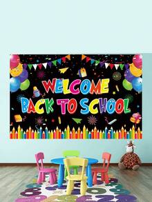 1pc - Welcome Back To School Classroom Decorative Backdrop Baby Shower. - Multicolor - View 9