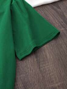 Camiseta Casual [Estampado de Doble Cara] Ropa Casual Holgada para Mujer de Primavera/Verano, Camiseta de Manga Corta con Cuello Redondo y Estampado de Sol y Ondas, 100% Algodón, Duradera - Verde - Ver 4
