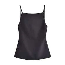 MUJER 2025 Top negro con espalda descubierta para mujer, Top corto blanco sin mangas con correas, Tops sexis de verano para mujer, Top de noche para fiesta para mujer - Negro - Ver 1