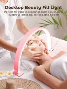 Half Moon Shaped LED Nail Lamp, USB Powered, 3 Color Adjustable Brightness, Stepless Dimming, Reading Study Lamp Bedroom Night Light Living Room Lighting USB Plug-In Suitable For Nail Art Lighting Fill Light And Study Reading, Suitable For Nail Art, Eyelash Extension, Tattoo Lighting, Fashion Design, Nail Lighting, Modern Desk Lamp Gift Use, Even Lighting Metal Material, Nail Art, Study, Office, Reading, Creation, Bedside Lamp Holiday, Party - Nail Art Half Moon Lamp - View 8