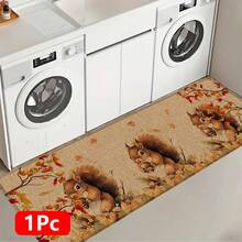 1 pieza Alfombra de lino con estampado de ardilla para cocina, felpudo, alfombra de baño, alfombra de pasillo, alfombra rectangular impresa en 3D para sala de estar, dormitorio, pasillo, baño, lavandería - Alfombra de poliéster para decoración del hogar interior y exterior - Multicolor - Ver 18