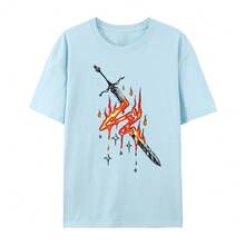 Camiseta unisex de algodón estampado, cómoda, informal, de talla grande, holgada y de cuello redondo, la más vendida en el comercio exterior transfronterizo. - Blanco - Ver 5
