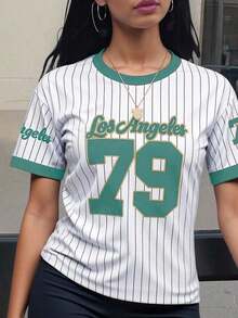 Camiseta gráfica para mujer Los Ángeles 79 - Suave, transpirable y lavable a máquina de manga corta, perfecta para usar de manera casual en primavera y verano, disponible en tallas desde XS hasta XL, camisetas para señoras - Multicolor 7 - Ver 1
