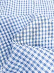 Frenchy Conjunto de 2 piezas de top sin mangas de cuello redondo a cuadros y pantalones para mujer - Azul y blanco - Ver 6