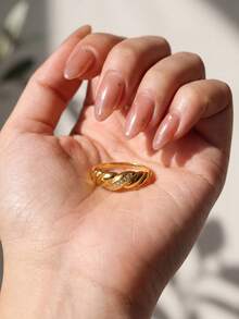 1 pieza Anillo versátil de plata de ley 925 con forma de media luna y micro-incrustaciones, adecuado para uso diario y fiestas de mujeres, anillo de alta calidad para damas, regalo de joyería exquisito - Anillo de croissant - Ver 3