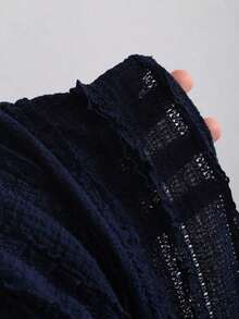 Vestido corto de verano para mujer con cuello halter, nudo en la cintura y volantes - Azul marino - Ver 5