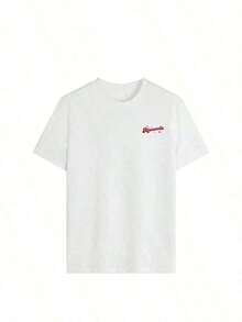 Camiseta de manga corta con cuello redondo y estampado de letras para mujer, moderna y versátil, imprescindible para vacaciones y uso diario, que muestra fácilmente un estilo urbano. Camiseta para el verano. - Blanco - Ver 4