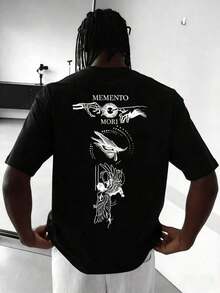 T-shirts graphiques pour hommes, collection été. T-shirts graphiques pour hommes, collection été. Graphique symbolique vintage avec deux mains se touchant, entouré d'un motif solaire et d'un oiseau en vol, symbole de la transience. T-shirt pour hommes, parfait pour les tenues décontractées et de vacances. - Noir - Voir 6