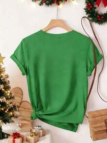 short-sleevePlayera minimalista moderna.Camiseta de algodón suave de talla grande para mujer con diseño gráfico de gato y vino, motivo de sueño de millonario.Vestidos de mujer a la moda para el verano, casuales, perfectos para todas las estaciones. Camisa de mujer, casual, 100% algodón. - Verde - Ver 4