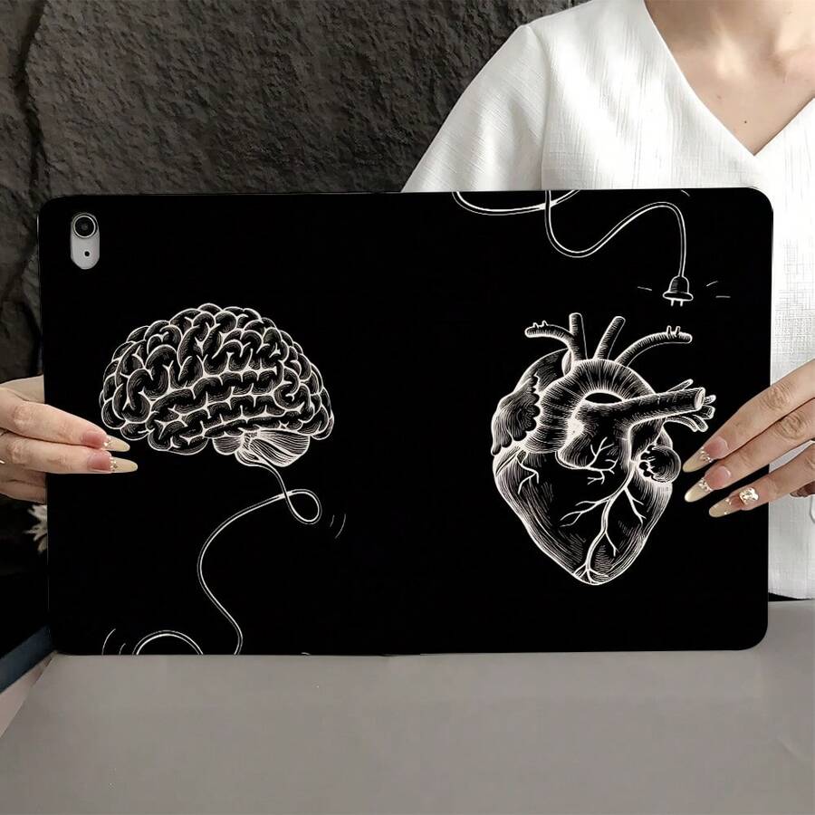 1 件装脑心图案带插头印花保护套，带笔槽，兼容 iPad Air 4/5/10 代智能保护套/Air 13(M3 2025)/Air 11(M3 2025)/11(A16 2025)，兼容 Oppo Pad、华为 MatePad、vivo Pad、荣耀 Pad 和联想小新 Pad。 - 彩色 - 查看 1