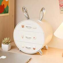 Rabbit-Shaped Storage Rack For Organizing Hair Clips, Makeup, And Jewelry In A Desktop Drawer - White Silvery - View 4