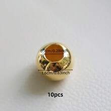 10/20/50/100pcs Faux Pearl Large Hole Plastic Beads, Silver/Gold/Acrylic DIY Loose Beads For Jewelry Making Accessories - Gold - View 20