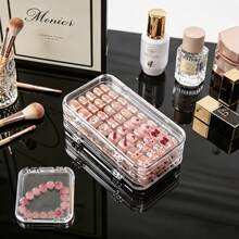 1pc Press-On Nails Storage Box, Three-Fold Four-Page Design, Transparent Press-On Nails Packaging Box, PET Plastic Storage Box, Comes With 30 Pieces Of Double-Sided Adhesive - View 7