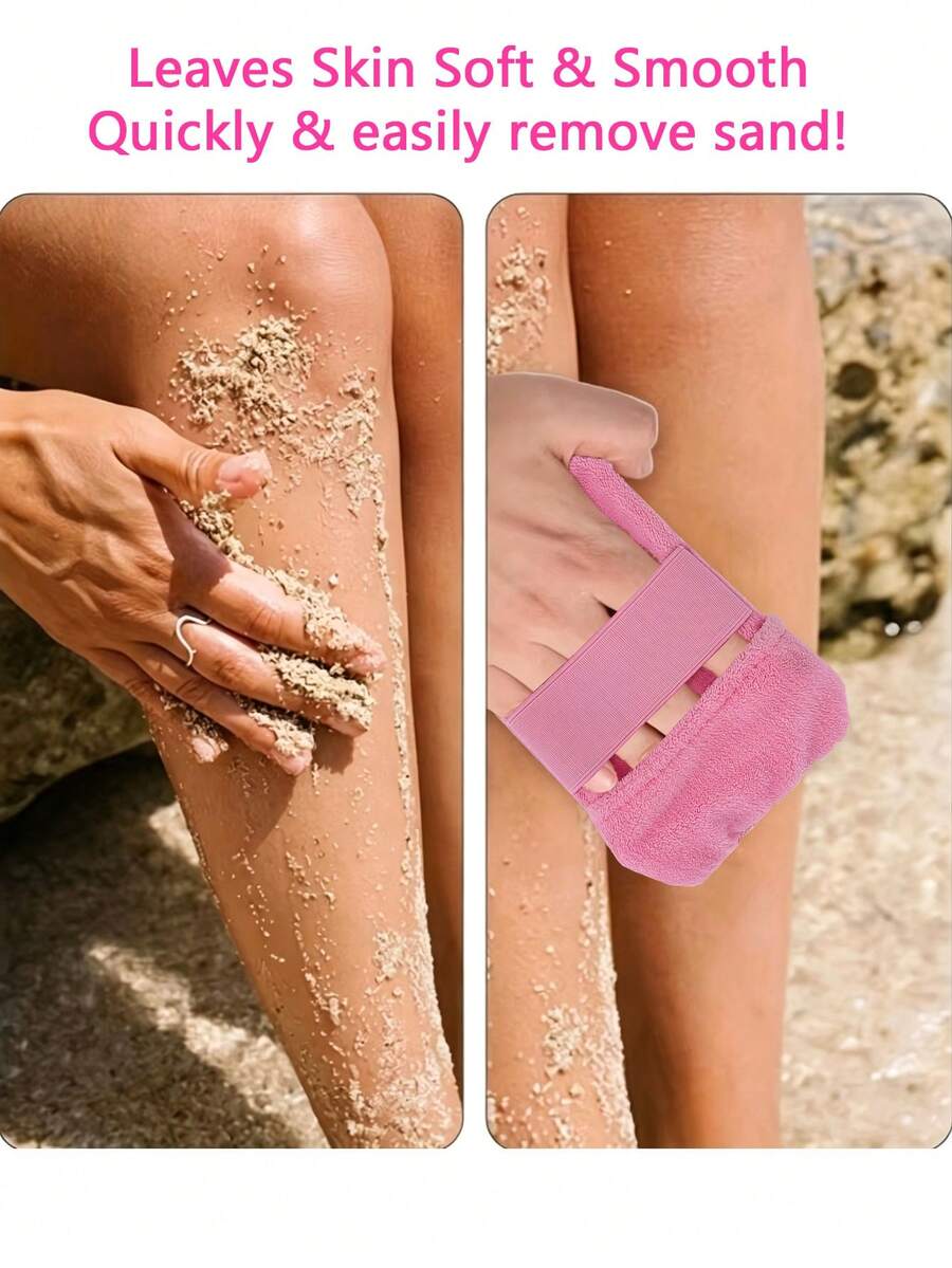 2 piezas Juego de limpieza de arena de playa, bolsa y cepillo de limpieza de arena, adecuado para vacaciones en la playa, camping (no incluye polvo de talco)