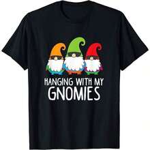 Camiseta Divertida "Regalando con Mis Gnomos", Adecuada para usar durante todo el año, camiseta de manga corta con cuello redondo, estampada por un solo lado, de puro algodón, top divertido estampado para mujer, suave. - Color 3 - Ver 1