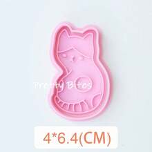 可爱猫咪造型饼干模具，宠物小猫动物生日蛋糕装饰工具，翻糖糖霜饼干模具，烘焙配件 - 粉色 - 查看 8