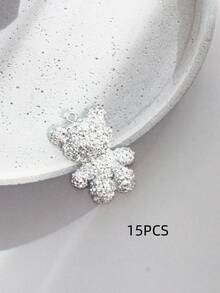 6個亮面水晶熊樹脂吊墜，光澤3D熊飾品，適用於DIY項鍊、耳環、鑰匙圈和珠寶製作，多色混裝 - 混色 - 查看 9
