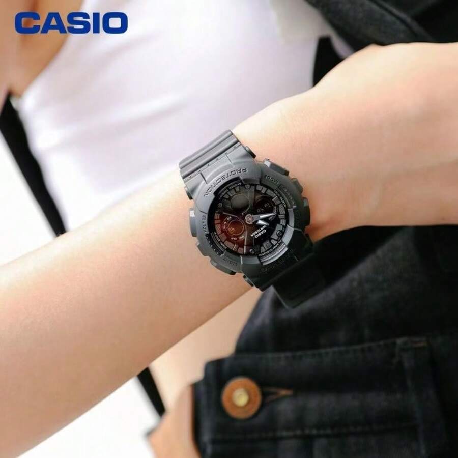 Casio 男女通用黑色银色运动手表,树脂表带,防摔多功能电子表,适合通勤和户外活动 - 均碼 - 查看 1