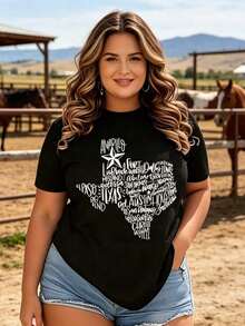 Women's And Unisex Texas Urban Clothing, Oversized Crew Neck T-Shirt For Daily Outings, Camping, Concerts, Hip-Hop, Rock And Rap Events, Pride T-Shirt With Map Design Of Texas Cities And Towns, Soft, Breathable And Lightweight T-Shirt, Casual Summer Outfits, Barbecues, Texas-Themed Events, Machine Washable. - 黑色 - 查看 4