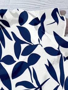 Camisa de mujer casual y minimalista con estampado botánico, adecuada para el verano - Azul y blanco - Ver 6