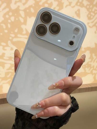 Funda de teléfono de vidrio brillante de unicolor de lujo para iPhone 17 Pro Max, 16, 15, 14, 13, 12, 11 Pro Max, con protección de lente, funda de teléfono minimalista de unicolor, linda y elegante para iPhone 17 Pro Max, 16 Pro Max, 17 Pro, 15 Pro Max, 14 Pro Max, 13 Pro Max