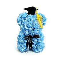 21cm Realistic Rose Flower Bear With Graduation Cap & Bow Tie, Graduation Season Gift For Classmates, Girlfriend, Graduation Party Favor - View 11