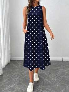 Vestido casual de mujer de longitud media con estampado, adecuado para primavera y verano - Multicolor - Ver 3