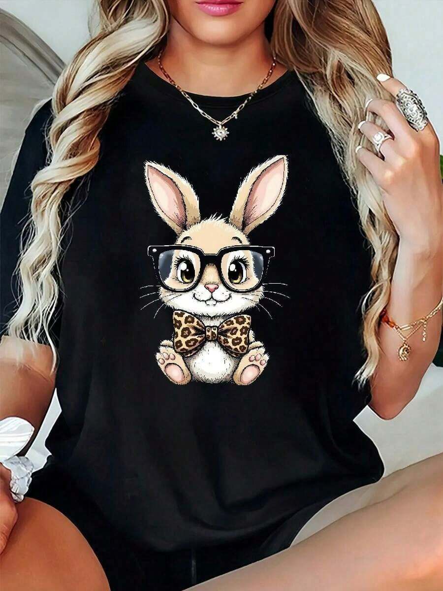 Tallas Grandes, Camisetas de Verano Tallas Grandes, Camisetas Casuales de Verano para Pascua QL20260123007, Camisetas Holgadas con Estampados - Multicolor - Ver 1