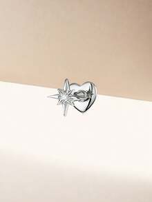 1 pièce pièce Clou de nez en argent sterling 925 avec étoile octogonale en zircone cubique, bijou de piercing corporel hypoallergénique, anneau de nez, unisexe, convient pour le port quotidien et comme cadeau - Argent - Voir 2