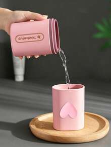 All-In-One Bathroom Organizer | Made Of Durable PP Material, Anti-Drop And Long-Lasting. The Eye-Catching Design Features A Cute Cat Pattern, With A Detachable Rinse Cup For Convenient Daily Hygiene. The Spacious Interior Can Organize Various Toiletries, Including Toothpaste, Combs, Razors, Etc., Making It An Essential Item For Home And Travel. - Multicolor - View 6