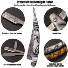 1 Piece Straight Handle Men's Barber Razor, Stainless Steel Blade, Foldable Shaving Razor With Mamasus Pattern Razor Stand - Foldable Razor Suitable For Trimming Beard, Facial Shaving, Eyebrow Grooming. Includes Razor Handle Only, No Blade Included. - Multi-color Knife Holder - View 3