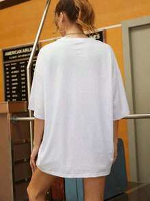1 pieza de camiseta de mujer con estampado "Cute Cat Club" (1 pieza) 180g 30% algodón 6% poliéster, corte holgado, manga corta, perfecta para amantes de los gatos y salidas lindas - Unisex, corte holgado, cómoda, estilo vintage urbano - Camiseta de algodón 210g 100% algodón, todos los diseños están impresos. Unisexo. - blanco - Ver 2