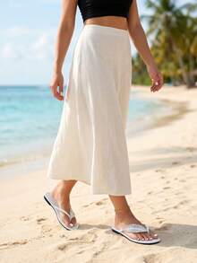 New Summer Rhinestone Leaf Flat Flip Flops, Versatile Comfortable Casual Wear, Suitable For Beach, Vacation - White - View 7