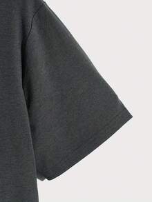 Camiseta con estampado gráfico, top casual de manga corta y cuello redondo para verano y primavera, ropa de mujer - Negro - Ver 3