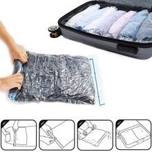 15pcs Reusable Vacuum Storage Bags, PE Plastic Compression Bags Without Air Pump, Suitable For Packing Luggage, Closet & Dorm, Storage For Clothes & Bedding - View 1