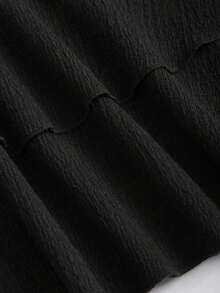 Vestido mini de punto sin tirantes de unicolor minimalista para mujer, vestido de pastel de múltiples capas - Negro - Ver 5